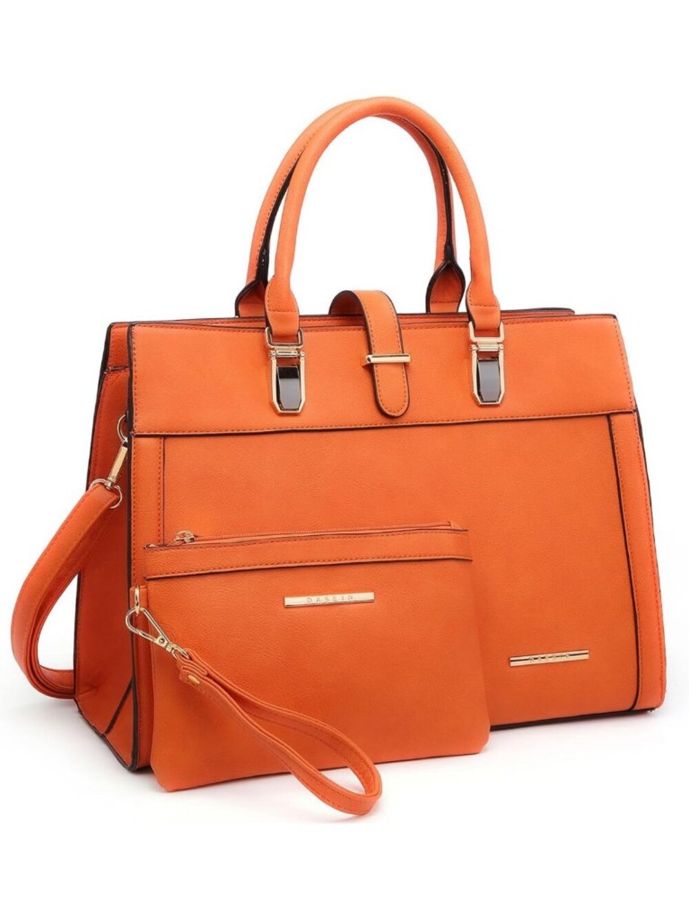 Stylish Women's Belted Satchel Tote Bag with Matching Wristlet for Work